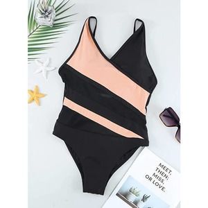 One Piece Swimsuit Mesh V Neck Sz 2XL   NWOT